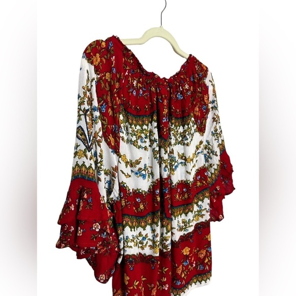 Bila Bohemian Peasant Blouse Bell Sleeves Tiered Floral Print Size XXL Western - Picture 6 of 11